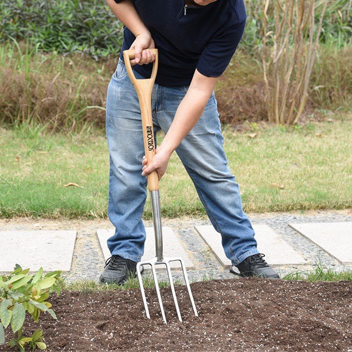 wood gardening fork
